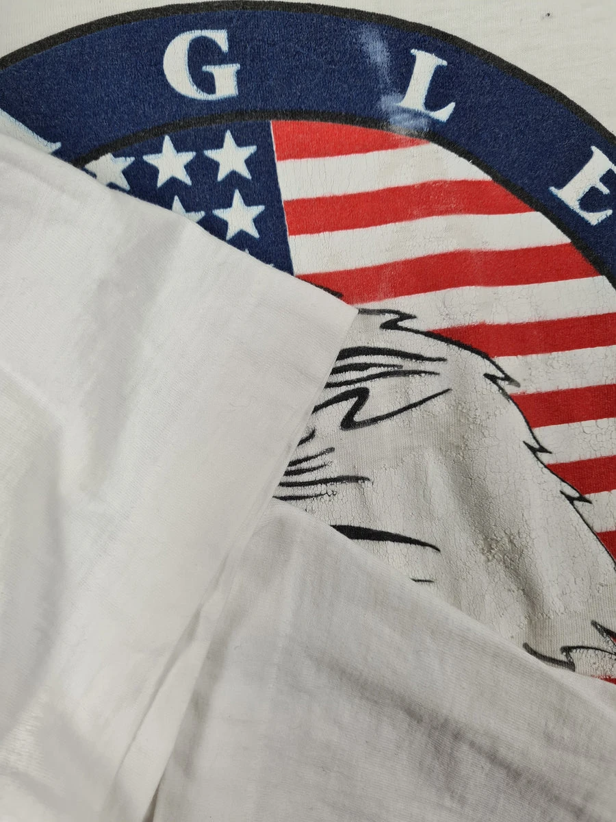 Rare! Vintage U.S.A. Shirt Eagle Single Stitched Weiß L-XL 5 Rare! Vintage U.S.A. Shirt Eagle Single Stitched Weiß L-XL – Bild 3
