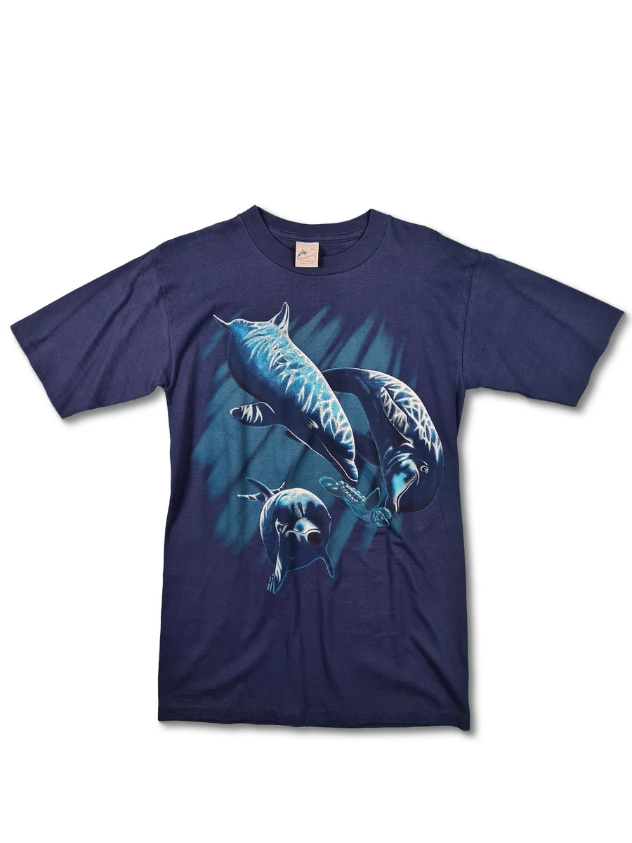 Vintage Harlequin Shirt Dee Smith 1992 Nature Graphic Delfin Blau S-M 3 Vintage Harlequin Shirt Dee Smith 1992 Nature Graphic Delfin Blau S-M