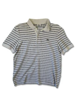 Modernes Lacoste Poloshirt Pikee Stripes Weiß M