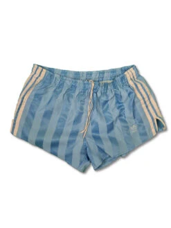 Rare! Vintage Adidas Shorts Shiny Stripes Made In West Germany Hellblau M