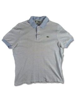 Vintage Lacoste Poloshirt Made In France Gestreift Blau Weiß M-L