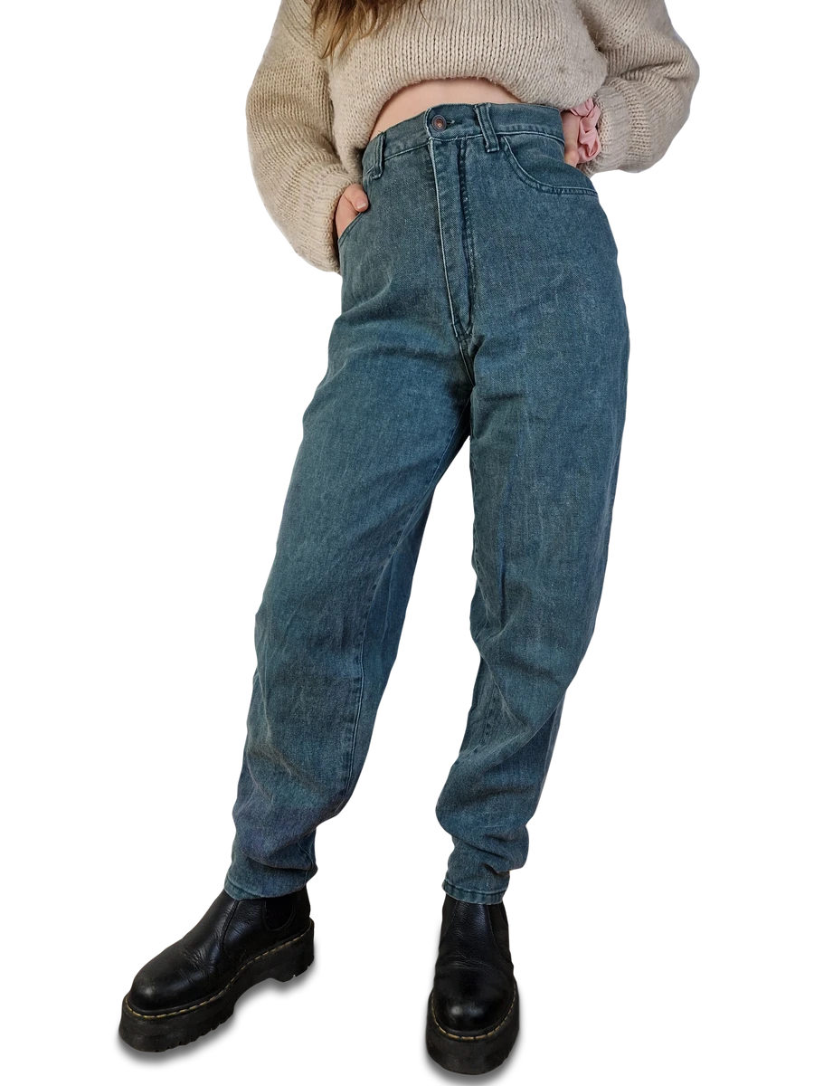 Vintage Cougar Jeans High Waist Grün (38) XS-S 5 Vintage Cougar Jeans High Waist Grün (38) XS-S – Bild 3