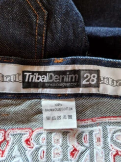 Y2K Tribal Denim Jeans Deadstock Baggy Backstitching XS-M -Pierre Cardin Geschaft 20221020 094916 1200x1200