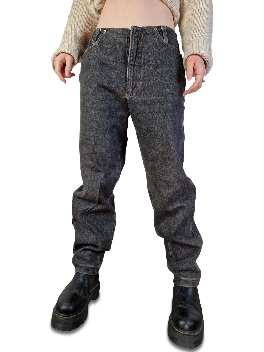 Vintage Mac Jeans Crazy Cut Blumen Stickerei Back Patch Grau S-M 5 Vintage Mac Jeans Crazy Cut Blumen Stickerei Back Patch Grau S-M – Bild 3