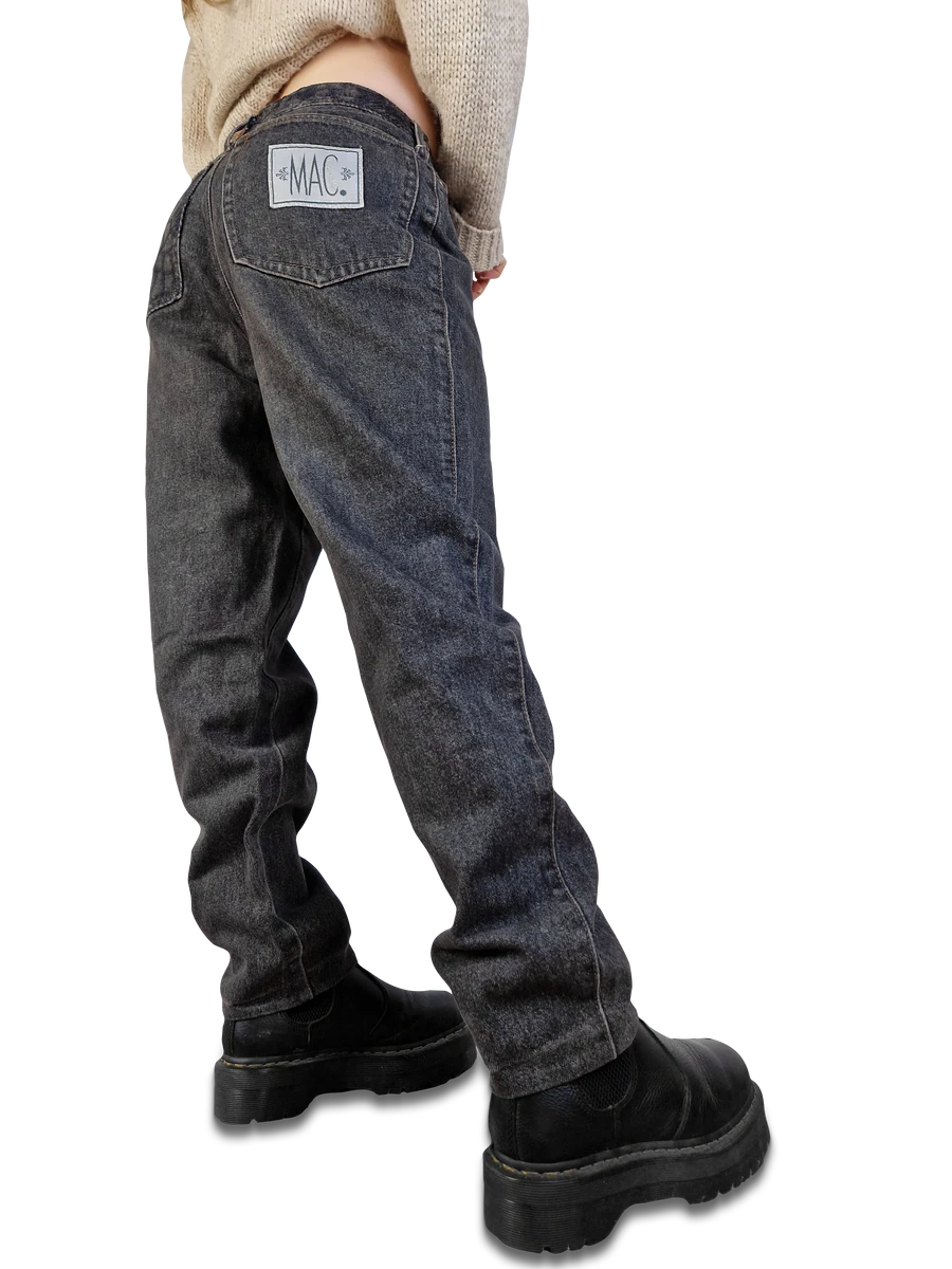 Vintage Mac Jeans Crazy Cut Blumen Stickerei Back Patch Grau S-M 3 Vintage Mac Jeans Crazy Cut Blumen Stickerei Back Patch Grau S-M