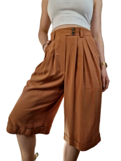 Vintage Rene Lezard Hose Kurz Seide Opti Zip (36) S-M