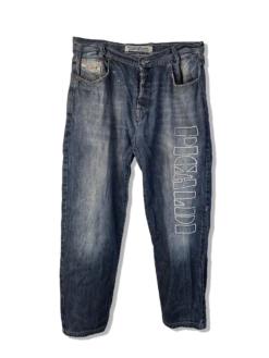 Y2K Picaldi Jeans Zicco 472 Daimon Back Spellout Dunkelblau W40 L34