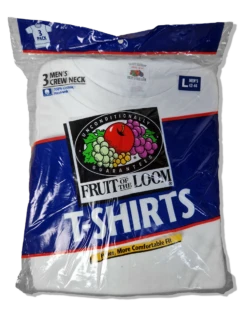 Rare! Vintage Fruit Of The Loom Shirt 3erPack Deadstock Made In USA Weiß L