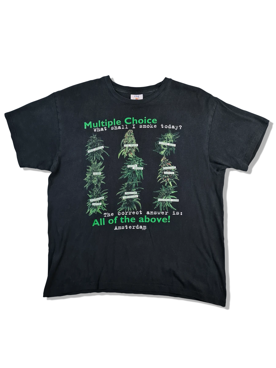 Vintage Fox Shirt "What Should I Smoke" Weed Sorten Schwarz L 3 Vintage Fox Shirt "What Should I Smoke" Weed Sorten Schwarz L