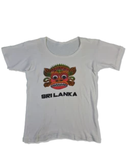 Vintage Tourist Shirt Sri Lanka 80s Single Stitched Bedruckt Weiß S-M