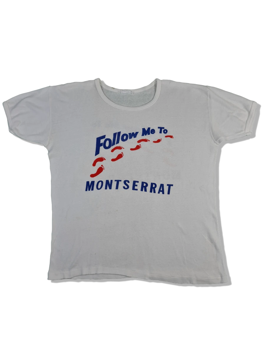 Vintage Tourist Shirt 80s "Follow Me To Montserrat" Karibik Single Stitched Bedruckt Weiß M-L 5 Vintage Tourist Shirt 80s "Follow Me To Montserrat" Karibik Single Stitched Bedruckt Weiß M-L – Bild 3