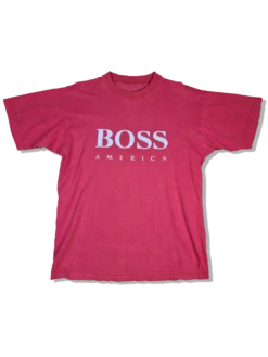 Vintage Hugo Boss Shirt Bootleg America Big Logo Rot M-L