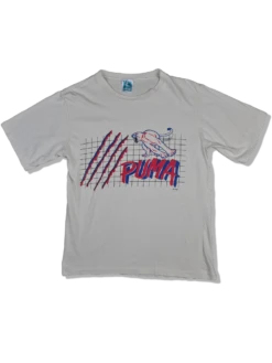 Vintage Puma Shirt 80s Made In Portugal Single Stitched Weiß S