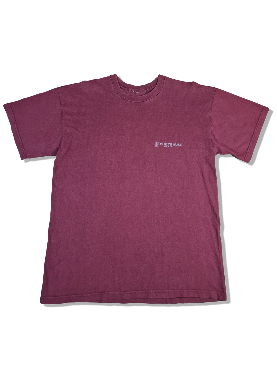Vintage Levis Shirt Bedruckt Burgunderrot L-XL 5 Vintage Levis Shirt Bedruckt Burgunderrot L-XL – Bild 3
