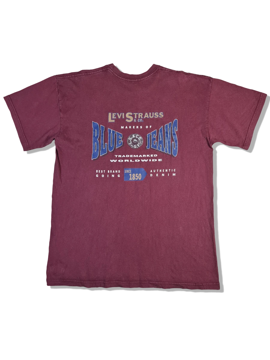 Vintage Levis Shirt Bedruckt Burgunderrot L-XL 3 Vintage Levis Shirt Bedruckt Burgunderrot L-XL