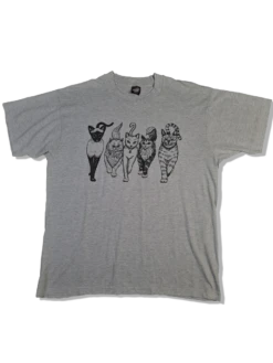 Vintage Screen Stars Shirt 80s Katzen Made In USA Single Stitched Grau XL