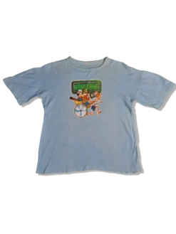 Vintage Tourist Shirt 70s Hong Kong Single Stitched Hellblau S-M